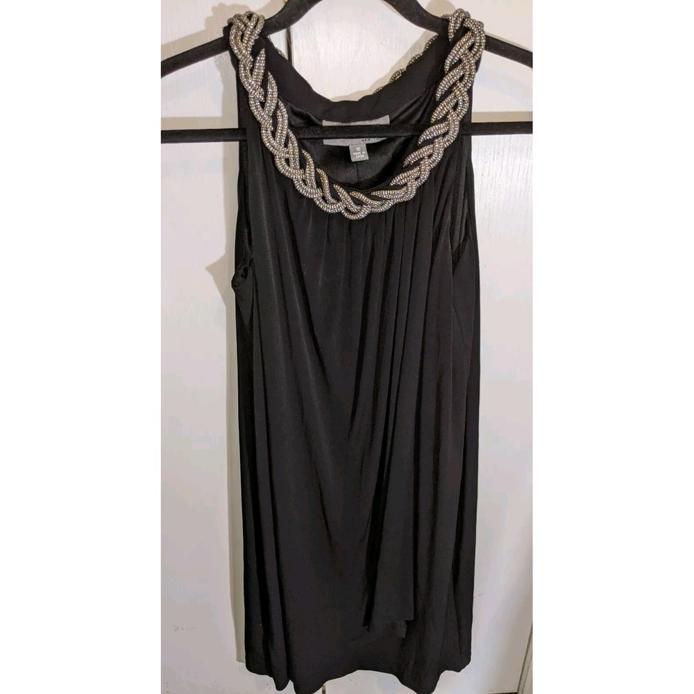 Donna Ricco New York Black Embellished Neck Sleeveless Dress Size 10 Evening‎